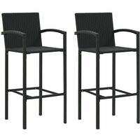 Barhocker 2 Stk. Schwarz Poly Rattan