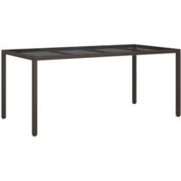 vidaXL Gartentisch Braun 190x90x75 cm Gehärtetes Glas und Poly Rattan