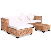 Sofagarnitur 14-tlg. Natürliches Rattan vidaXL