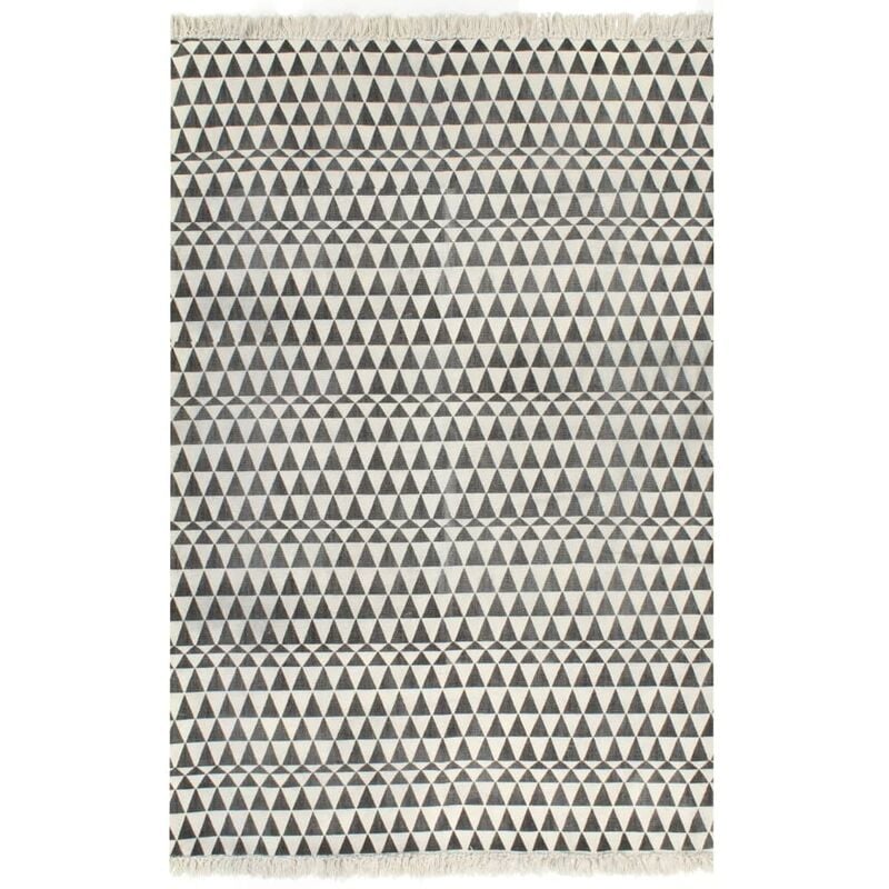 Met andere bands gangpad Onbepaald vidaXL Kilim Rug Cotton 160x230 cm with Pattern Black/White - Black