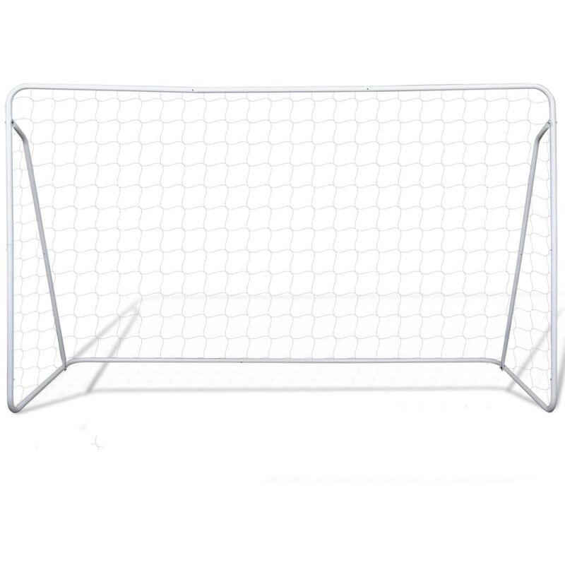 Soccer Goal Post Net Set Steel 240 X 90 X 150 Cm White