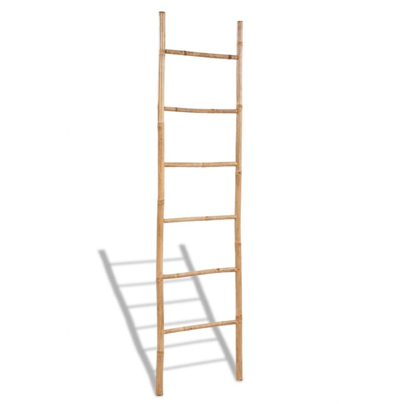 Relaxdays Bamboo Towel Rack With Basket, Freestanding Wooden Laundry