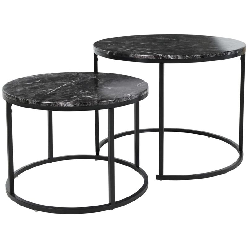 2 Piece Side Table Set Black H&S Collection