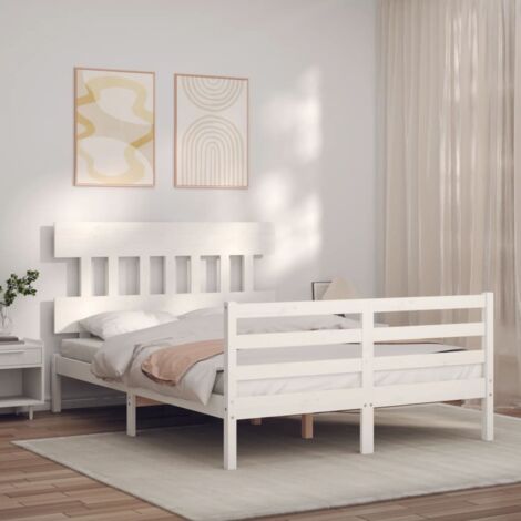 Bed Frame without Mattress White Small Double Solid Wood vidaXL (1/5)
