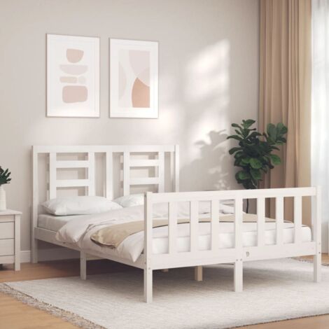 Bed Frame without Mattress White 140x200 cm Solid Wood Pine vidaXL (1/5)