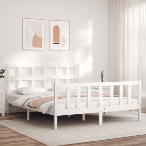 Bed Frame without Mattress White 160x200 cm Solid Wood Pine vidaXL (1/5)