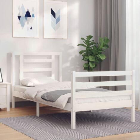 Bed Frame without Mattress White 90x200 cm Solid Wood vidaXL (1/5)