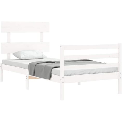 Bed Frame without Mattress White 90x200 cm Solid Wood vidaXL (1/5)