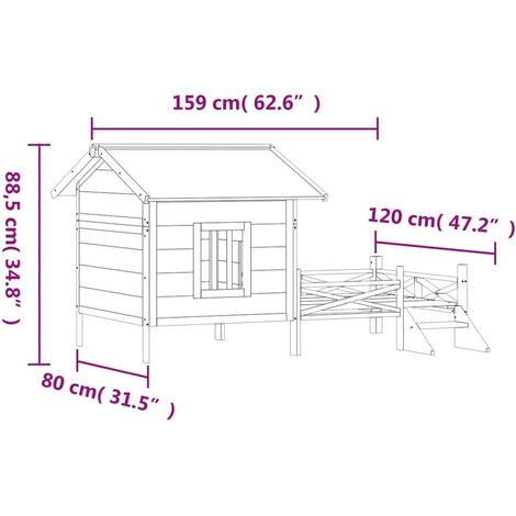 Dog Kennel Brown 159x120x88.5 cm Solid Wood Pine vidaXL