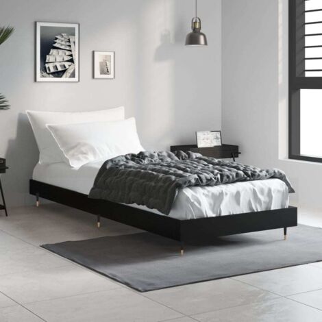 Bed Frame without Mattress Black 75x190 cm Small Single Engineered Wood vidaXL (1/5)