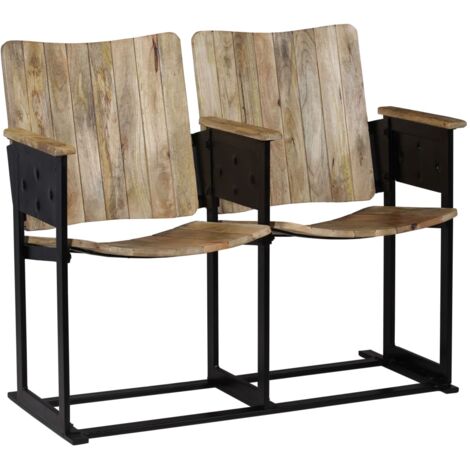 2-Seater Bench Solid Mango Wood and Steel vidaXL