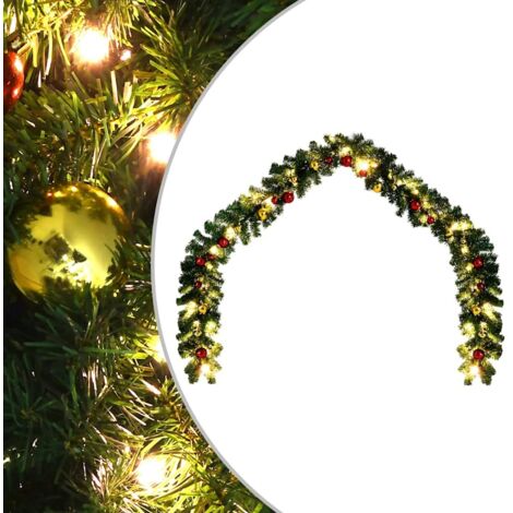 Christmas Garland Decorated with Baubles and LED Lights 20 m vidaXL
