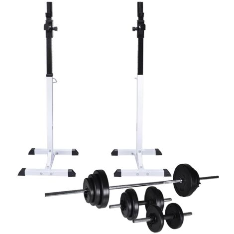 Barbell Squat Rack with Barbell and Dumbbell Set 30.5 kg vidaXL (1/5)