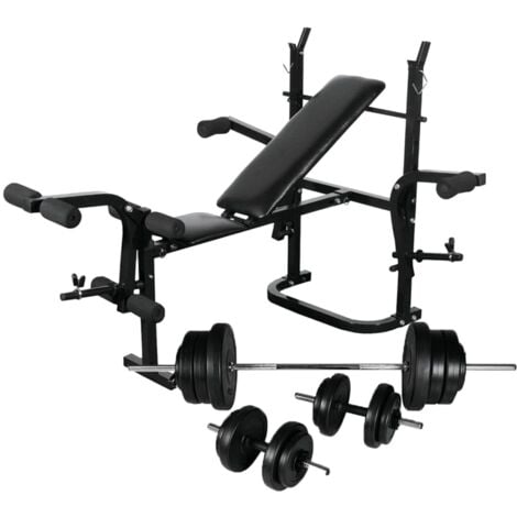 Weight Bench with Weight Rack, Barbell and Dumbbell Set 60.5kg vidaXL