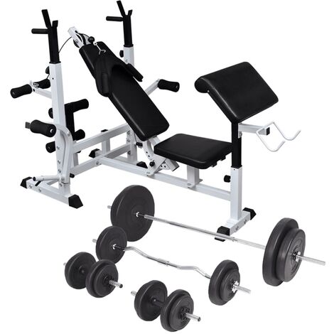 Weight Bench with Weight Rack, Barbell and Dumbbell Set 90 kg vidaXL (1/5)
