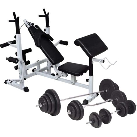 Weight Bench with Weight Rack, Barbell and Dumbbell Set 120 kg vidaXL (1/5)