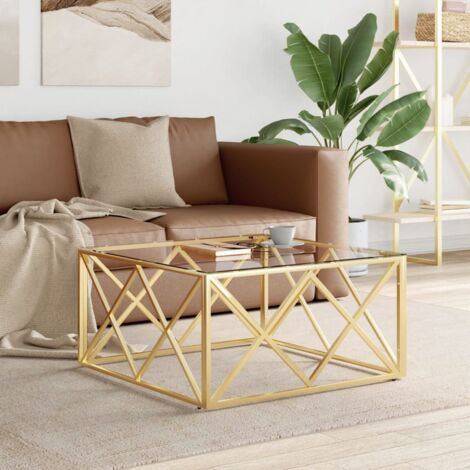 Coffee Table 80x80x40 cm Stainless Steel and Glass vidaXL