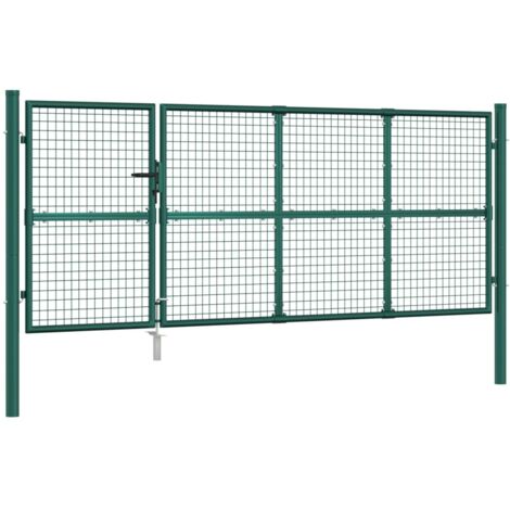 Mesh Garden Gate Green 350x175 cm Galvanised Steel vidaXL