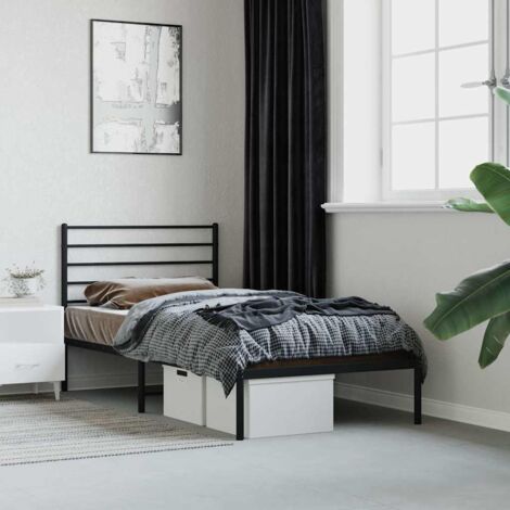 Metal Bed Frame without Mattress with Headboard Black 90x190cm vidaXL (1/5)