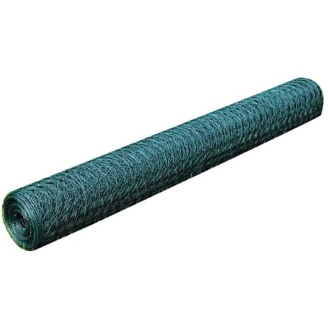 Chicken Wire Fence with PVC Coating 25x0.75 m Green vidaXL