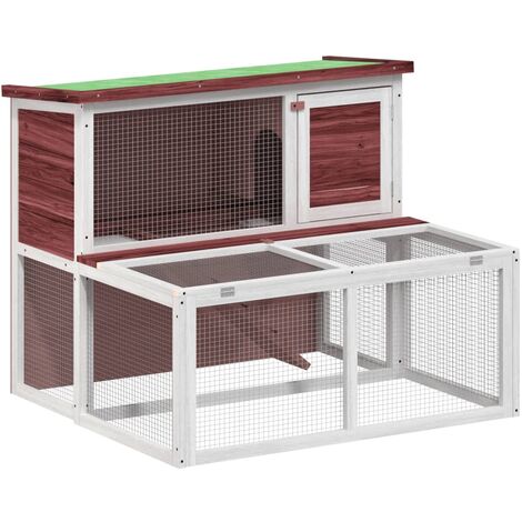 Rabbit Hutch Mocha 102x90x84.5 cm Solid Wood Pine vidaXL