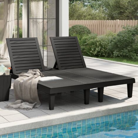 Double Sun Lounger Black 155x138x83 cm Polypropylene vidaXL (1/5)