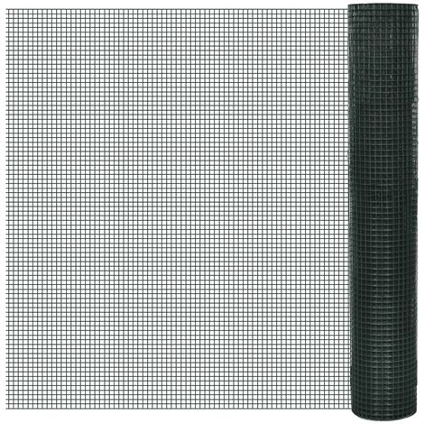 Chicken Wire Fence Galvanised with PVC Coating 25x1 m Green vidaXL