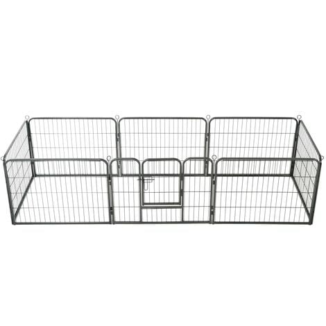 Dog Playpen 8 Panels Steel 80x60 cm Black vidaXL