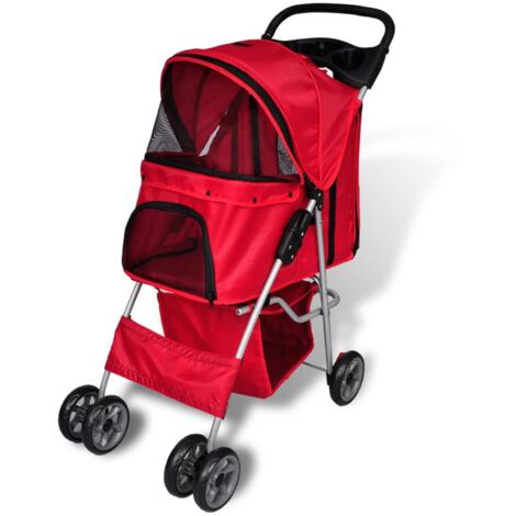 Folding Pet Stroller Dog/Cat Travel Carrier Red vidaXL