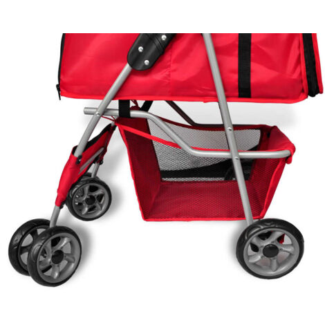 Folding Pet Stroller Dog/Cat Travel Carrier Red vidaXL