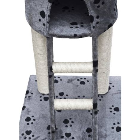 Cat Tree Deluxe 230-260 cm Grey with Paw Prints vidaXL