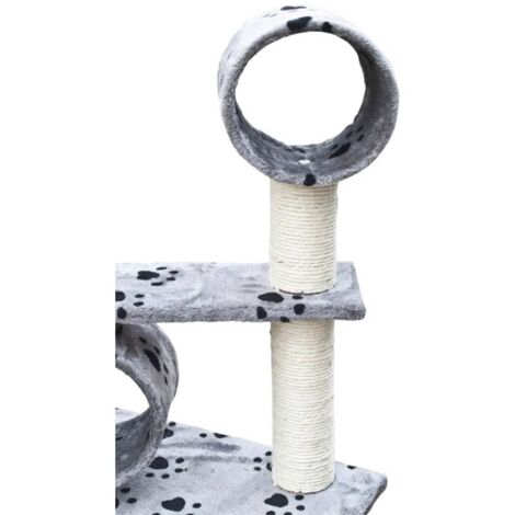 Cat Tree Deluxe 230-260 cm Grey with Paw Prints vidaXL