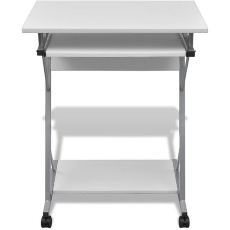 Compact Computer Desk with Pull-out Keyboard Tray White vidaXL