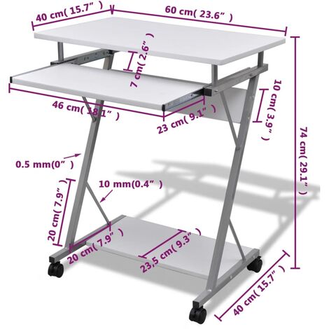Compact Computer Desk with Pull-out Keyboard Tray White vidaXL