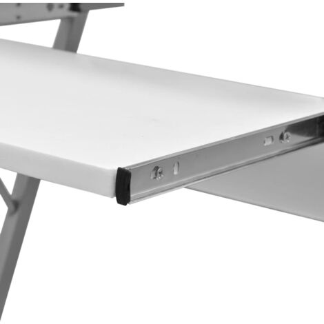 Compact Computer Desk with Pull-out Keyboard Tray White vidaXL