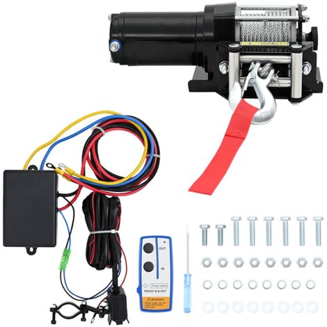 Electric Winch 1360 KG Plate Roller Fairlead Wireless Remote Control vidaXL