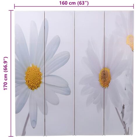Folding Room Divider 160x170 cm Flower vidaXL