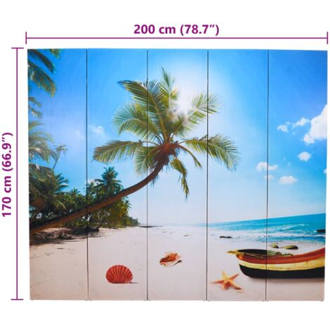 Folding Room Divider 200x170 cm Beach vidaXL