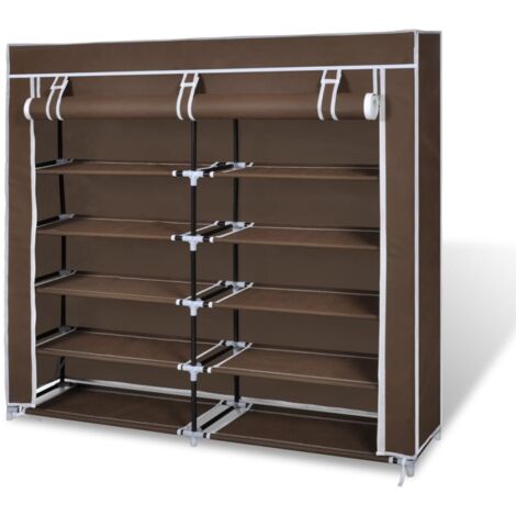 Fabric Shoe Cabinet with Cover 115 x 28 x 110 cm Brown vidaXL