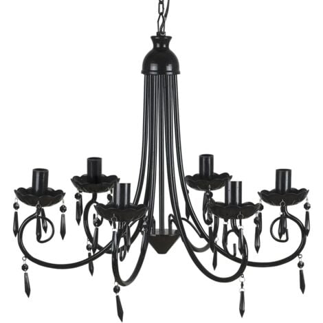 Pendant Ceiling Lamp Elegant Chandelier Black 6 Bulb Sockets vidaXL