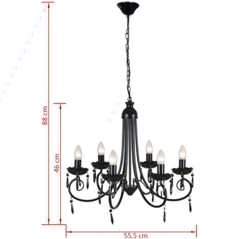 Pendant Ceiling Lamp Elegant Chandelier Black 6 Bulb Sockets vidaXL