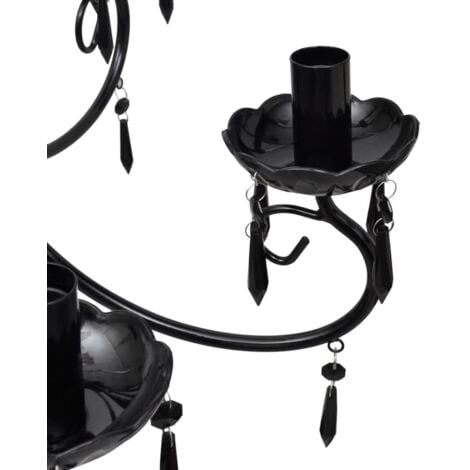 Pendant Ceiling Lamp Elegant Chandelier Black 6 Bulb Sockets vidaXL