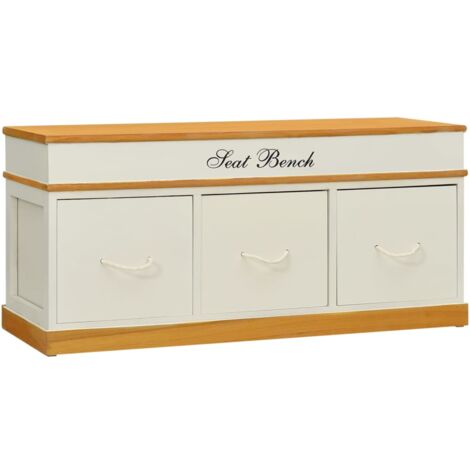 Storage Bench Solid Paulownia Wood 100 cm vidaXL (1/5)
