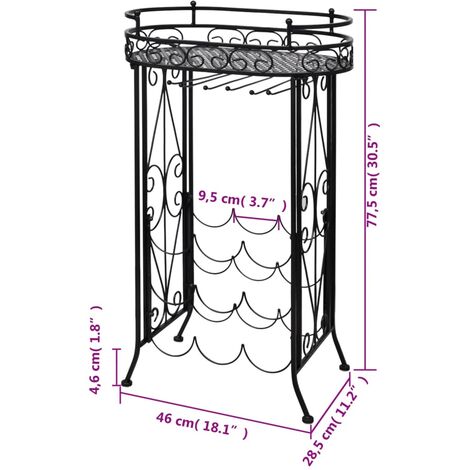 Wine Rack with Glass Holder for 9 Bottles Metal vidaXL