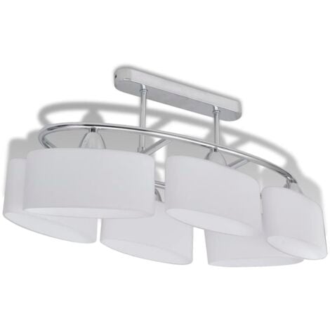 Ceiling Lamp with Ellipsoid Glass Shades for 6 E14 Bulbs vidaXL
