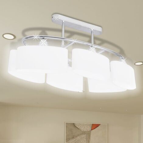 Ceiling Lamp with Ellipsoid Glass Shades for 6 E14 Bulbs vidaXL