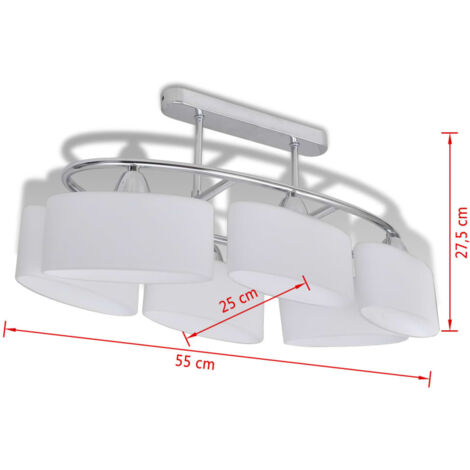 Ceiling Lamp with Ellipsoid Glass Shades for 6 E14 Bulbs vidaXL
