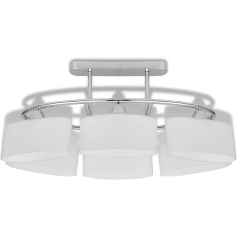 Ceiling Lamp with Ellipsoid Glass Shades for 6 E14 Bulbs vidaXL
