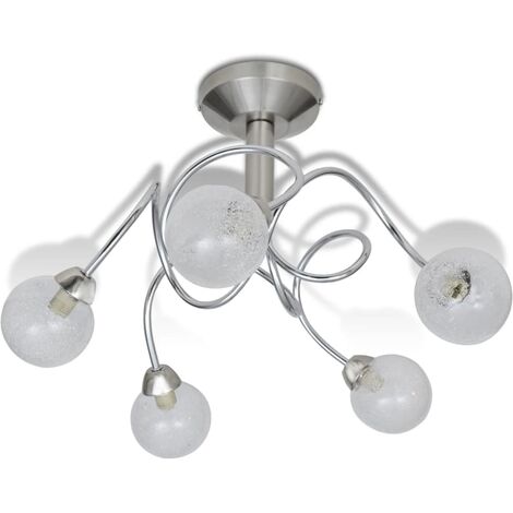 Ceiling Lamp With Round Glass Shades For 5 G9 Bulbs White Ceiling Lamp With Round Glass Shades, Round Ceiling Lamp Shades