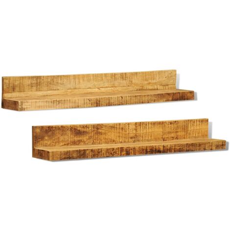 Display Shelf 2 pcs Solid Wood Wall-Mounted vidaXL (1/5)